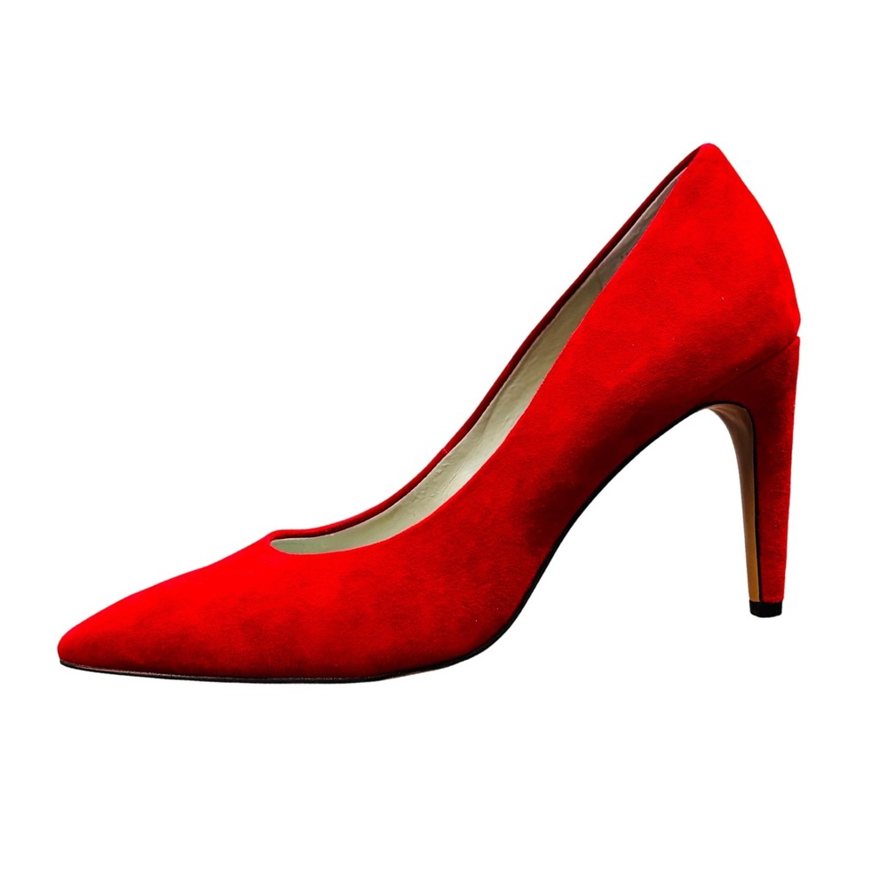 NEW 1.STATE Hedde Red Suede Pointed Toe Stiletto Pumps Size 7M Fire Red 1S-HEDDE